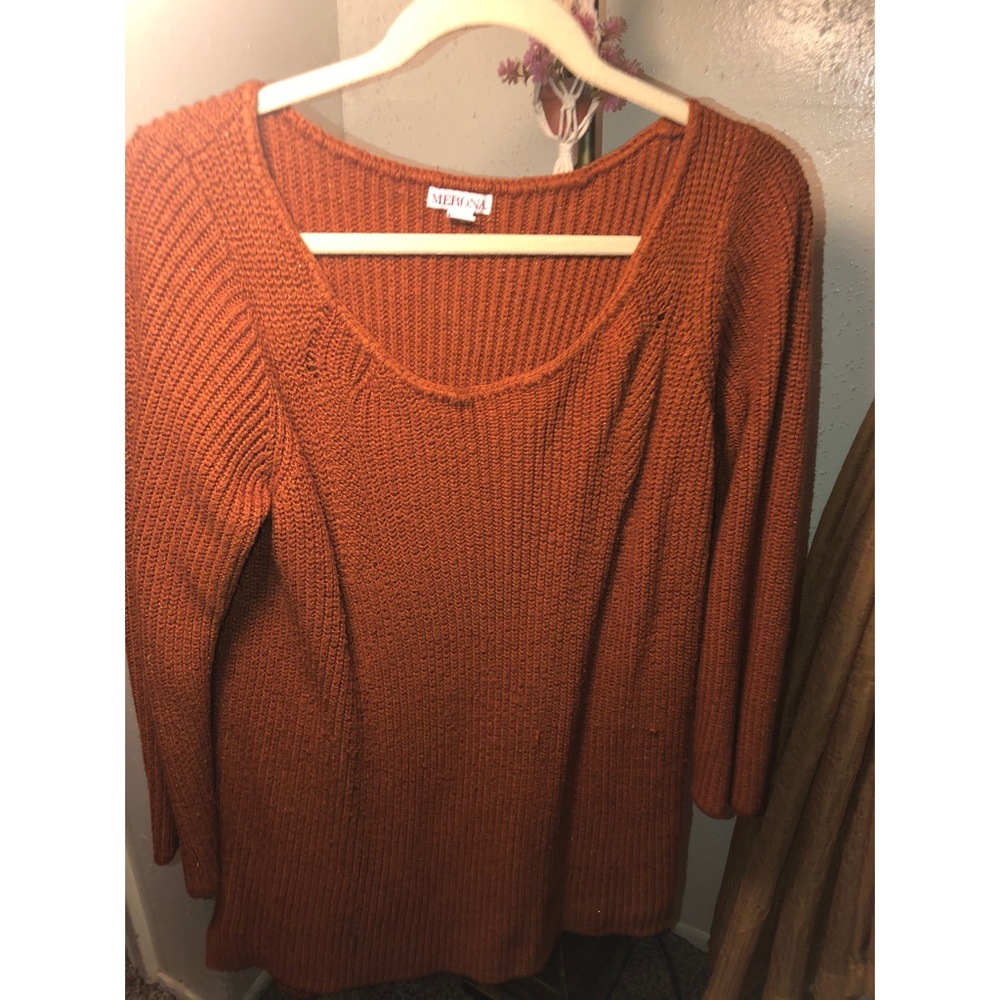 Plus size burnt orange sweater dress